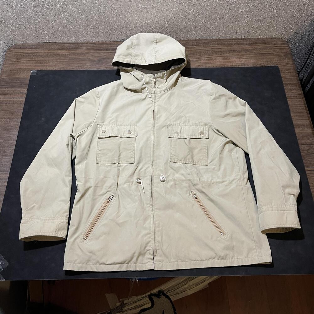 Vintage Safari Jacket Anderson Anorak Mens Hooded Utility Parka Drawstring 1970s